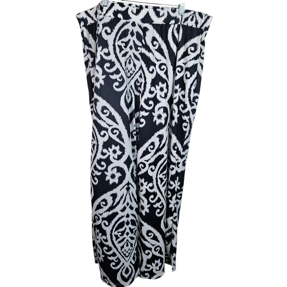 Shein Curve 4XL Wide Leg Palazzo Pants Black White Print Plus Size - Picture 1 of 4